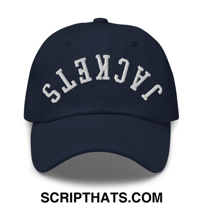 Upside Down Jackets Embroidered Unstructured Dad Hat Navy