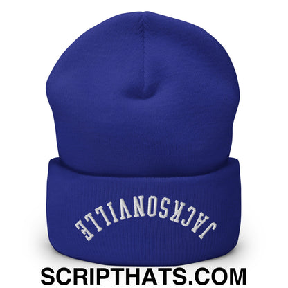Upside Down Jacksonville Embroidered Cuffed Knit Beanie Royal