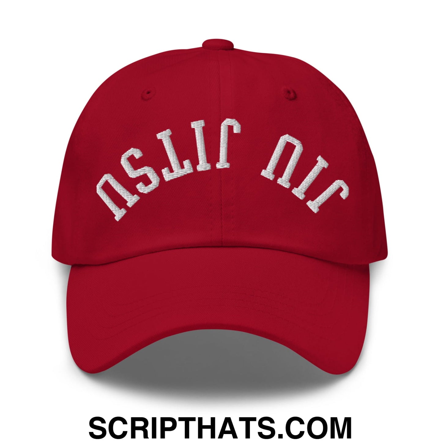 Upside Down Jiu Jitsu Embroidered Unstructured Dad Hat Cranberry