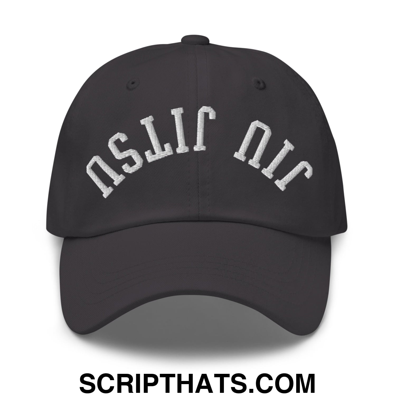 Upside Down Jiu Jitsu Embroidered Unstructured Dad Hat Dark Grey