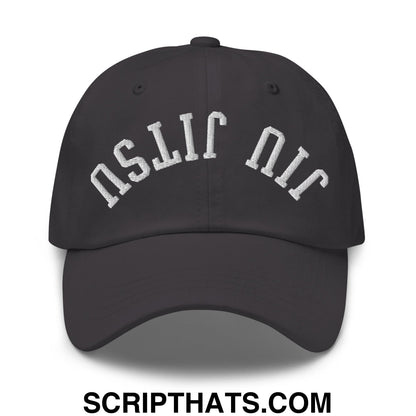 Upside Down Jiu Jitsu Embroidered Unstructured Dad Hat Dark Grey