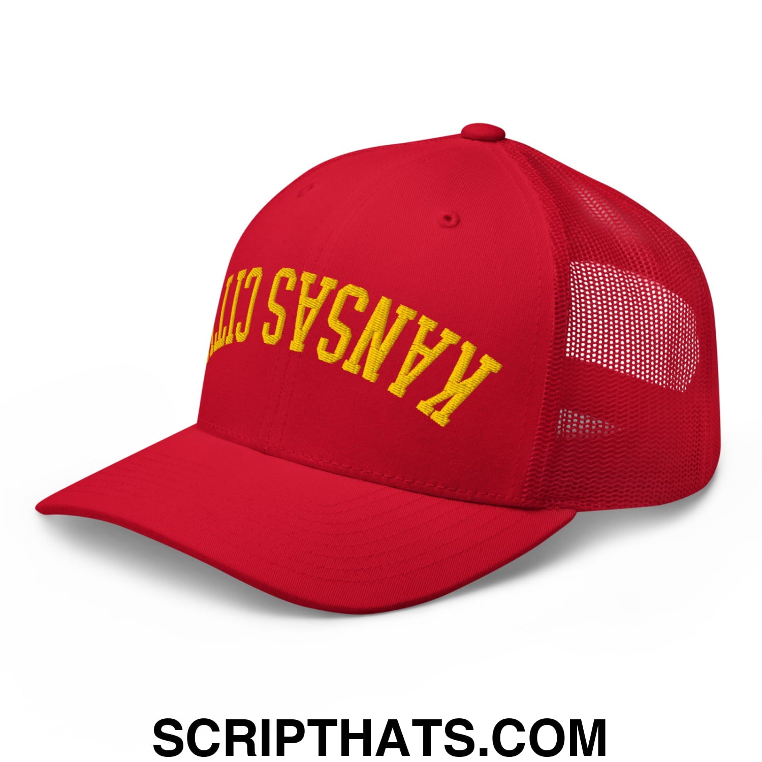 Upside Down Kansas City Football Embroidered Retro Mesh Trucker Hat Default Title