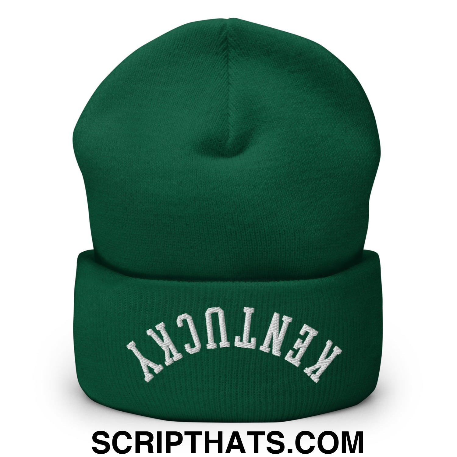 Upside Down Kentucky Embroidered Cuffed Knit Beanie Spruce