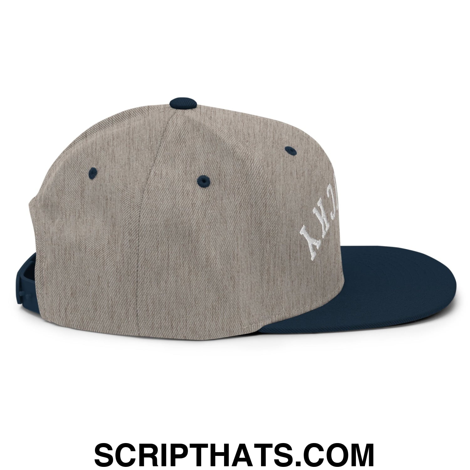 Upside Down Kentucky Embroidered Flat Bill Brim Snapback Hat Heather Grey Navy