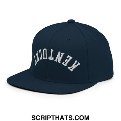 Upside Down Kentucky Embroidered Flat Bill Brim Snapback Hat Dark Navy