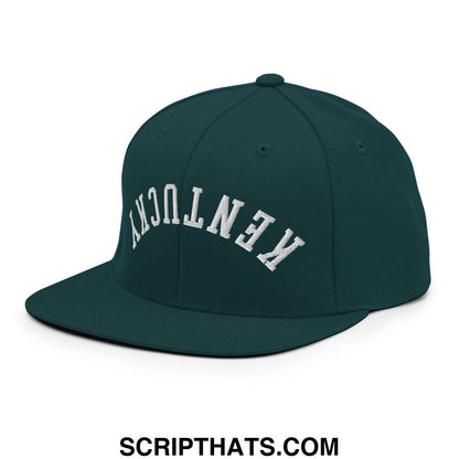 Upside Down Kentucky Embroidered Flat Bill Brim Snapback Hat Spruce