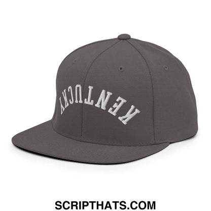 Upside Down Kentucky Embroidered Flat Bill Brim Snapback Hat Dark Grey