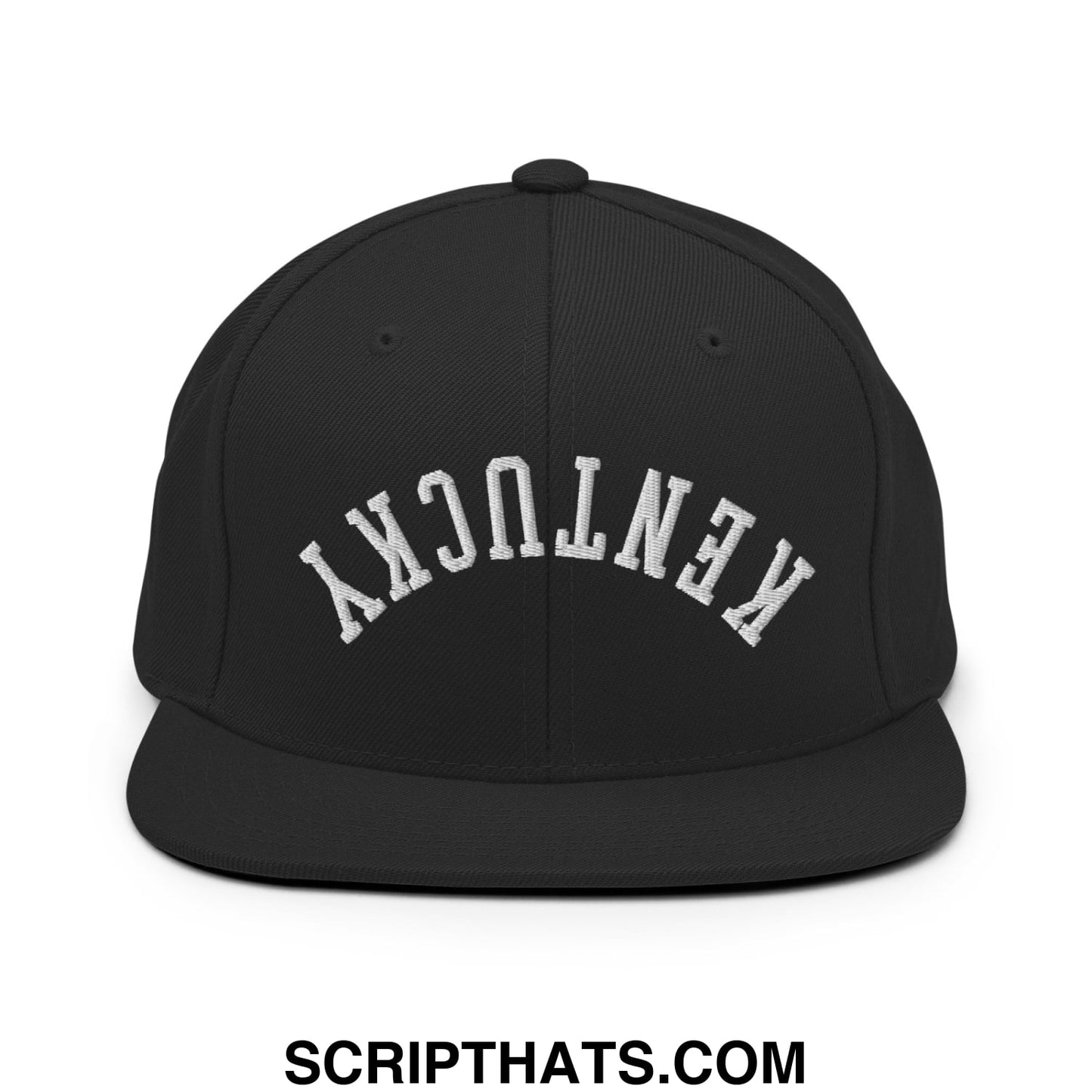 Upside Down Kentucky Embroidered Flat Bill Brim Snapback Hat Black
