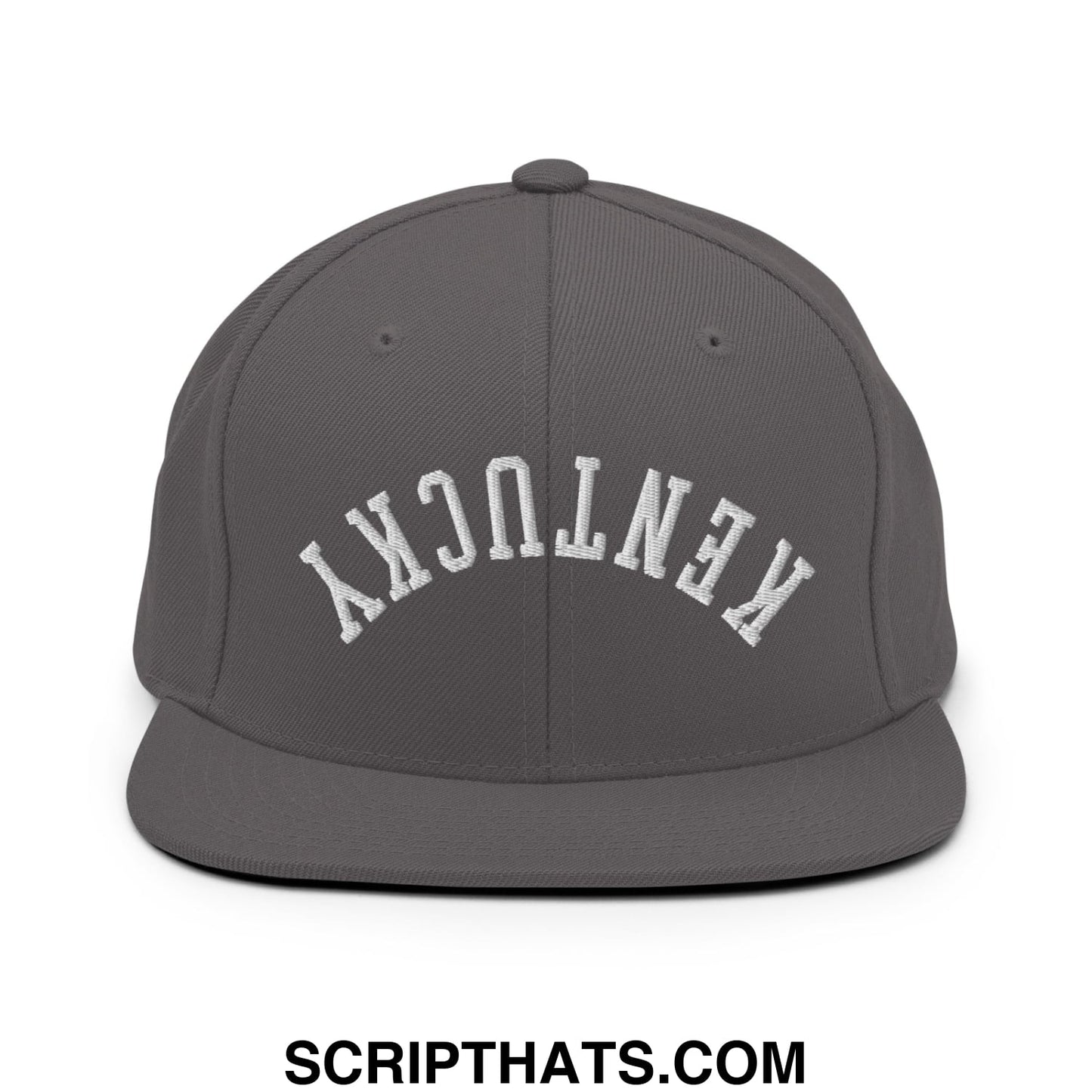 Upside Down Kentucky Embroidered Flat Bill Brim Snapback Hat Dark Grey