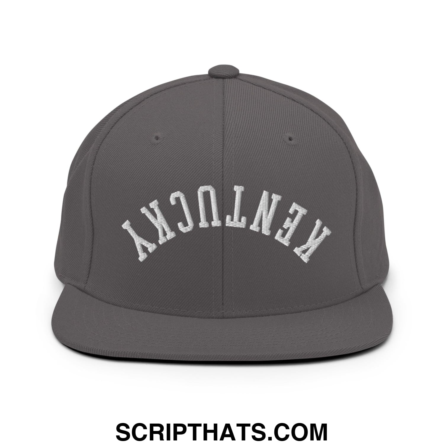 Upside Down Kentucky Embroidered Flat Bill Brim Snapback Hat Dark Grey