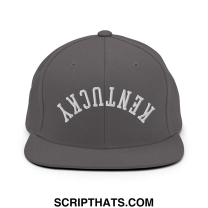 Upside Down Kentucky Embroidered Flat Bill Brim Snapback Hat Dark Grey
