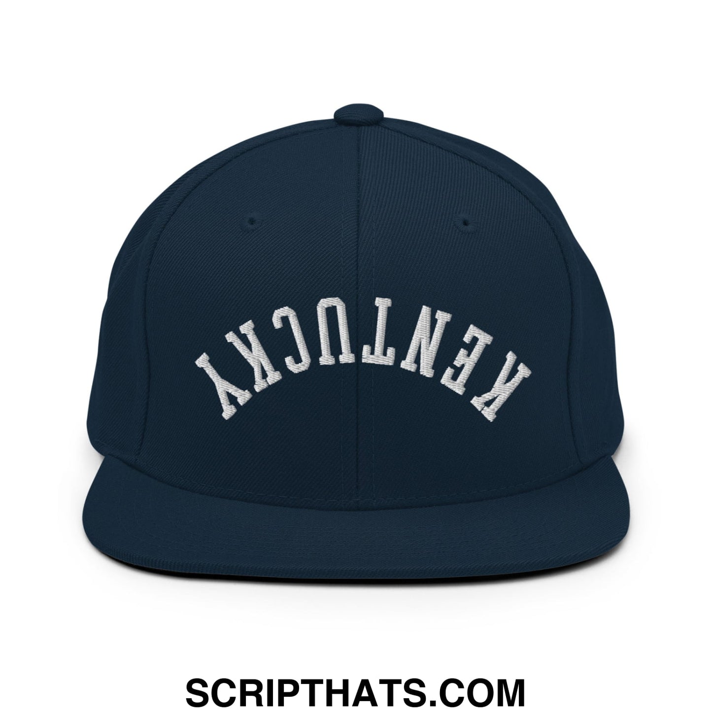 Upside Down Kentucky Embroidered Flat Bill Brim Snapback Hat Dark Navy