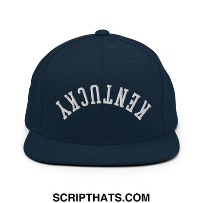 Upside Down Kentucky Embroidered Flat Bill Brim Snapback Hat Dark Navy
