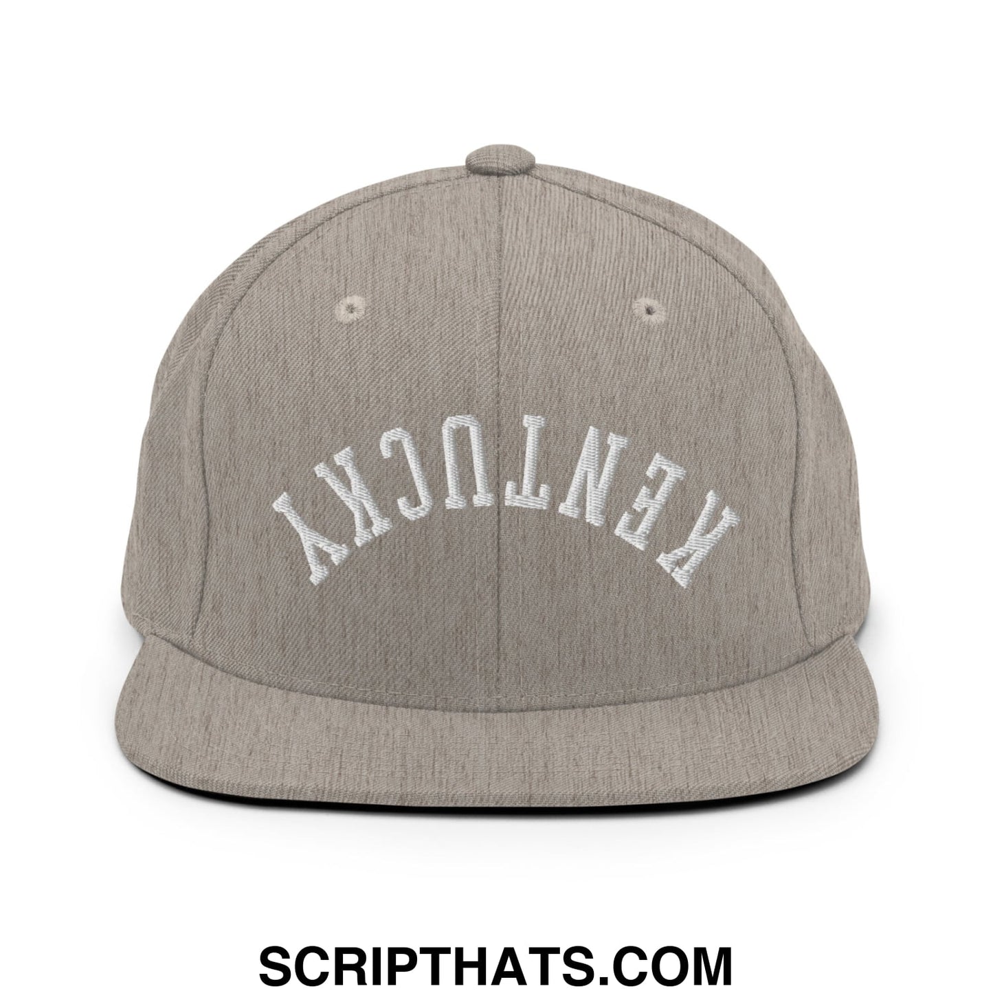 Upside Down Kentucky Embroidered Flat Bill Brim Snapback Hat Heather Grey