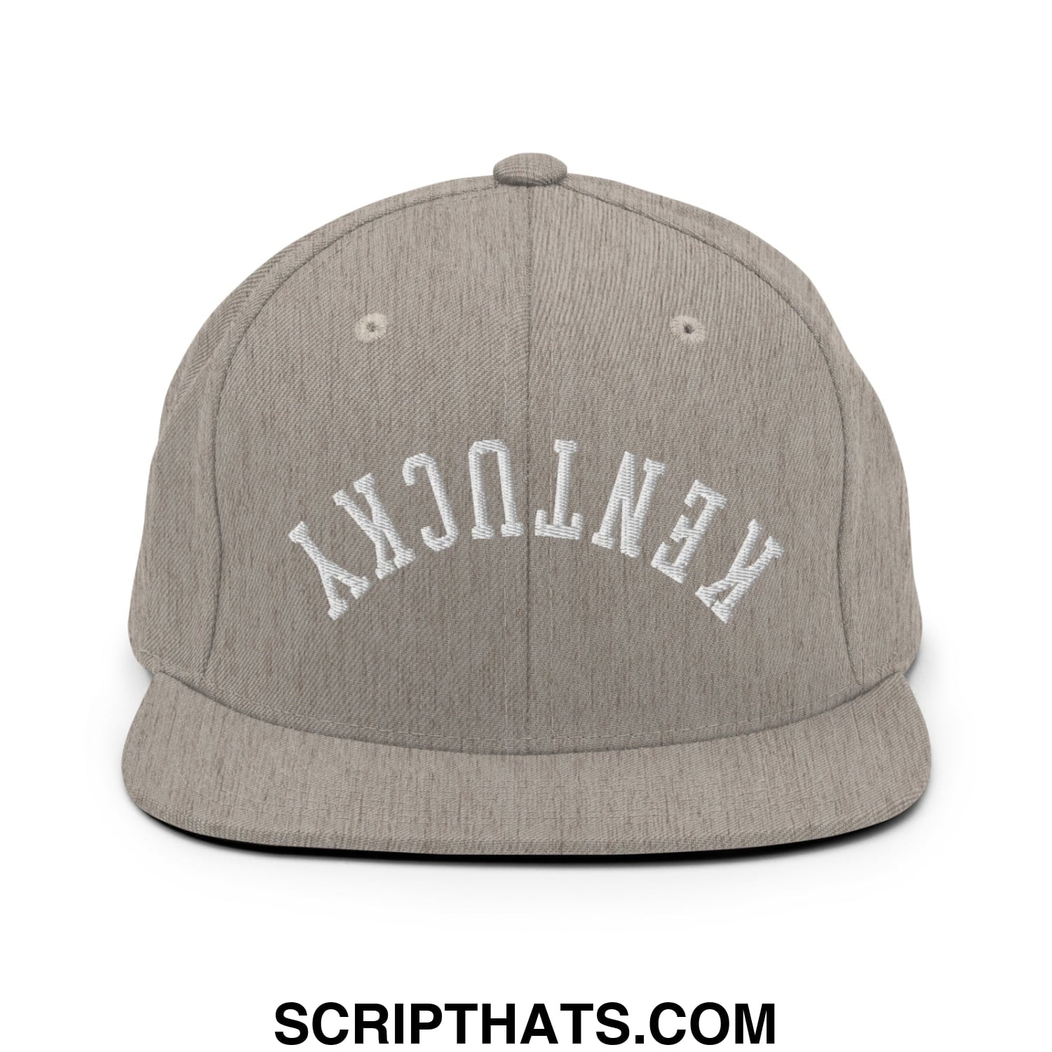 Upside Down Kentucky Embroidered Flat Bill Brim Snapback Hat Heather Grey