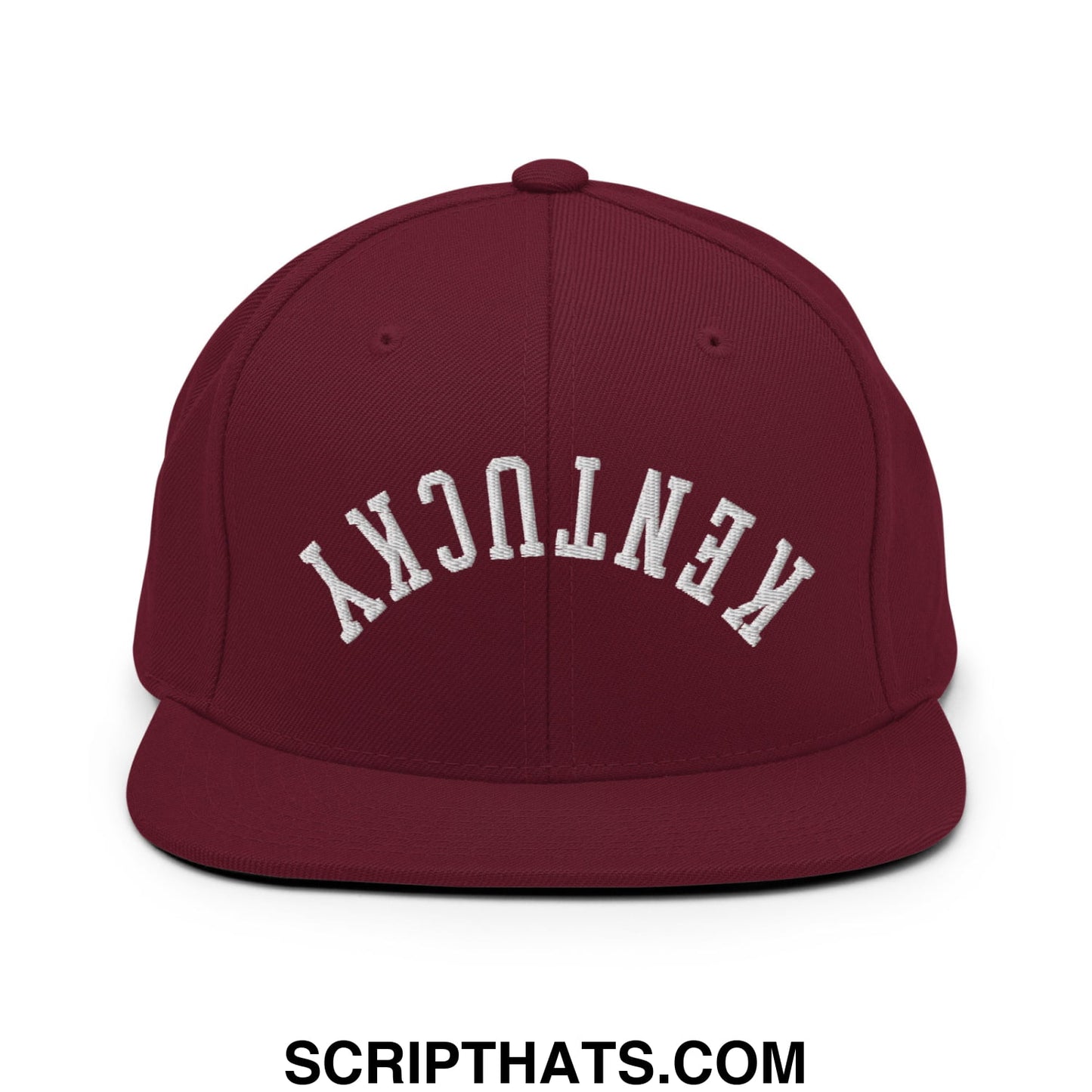 Upside Down Kentucky Embroidered Flat Bill Brim Snapback Hat Maroon