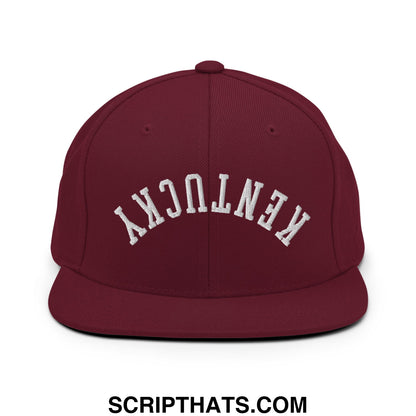 Upside Down Kentucky Embroidered Flat Bill Brim Snapback Hat Maroon