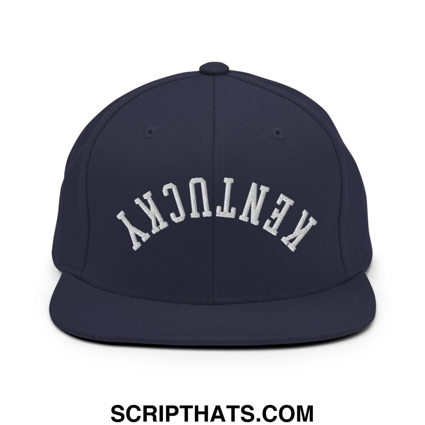 Upside Down Kentucky Embroidered Flat Bill Brim Snapback Hat Navy