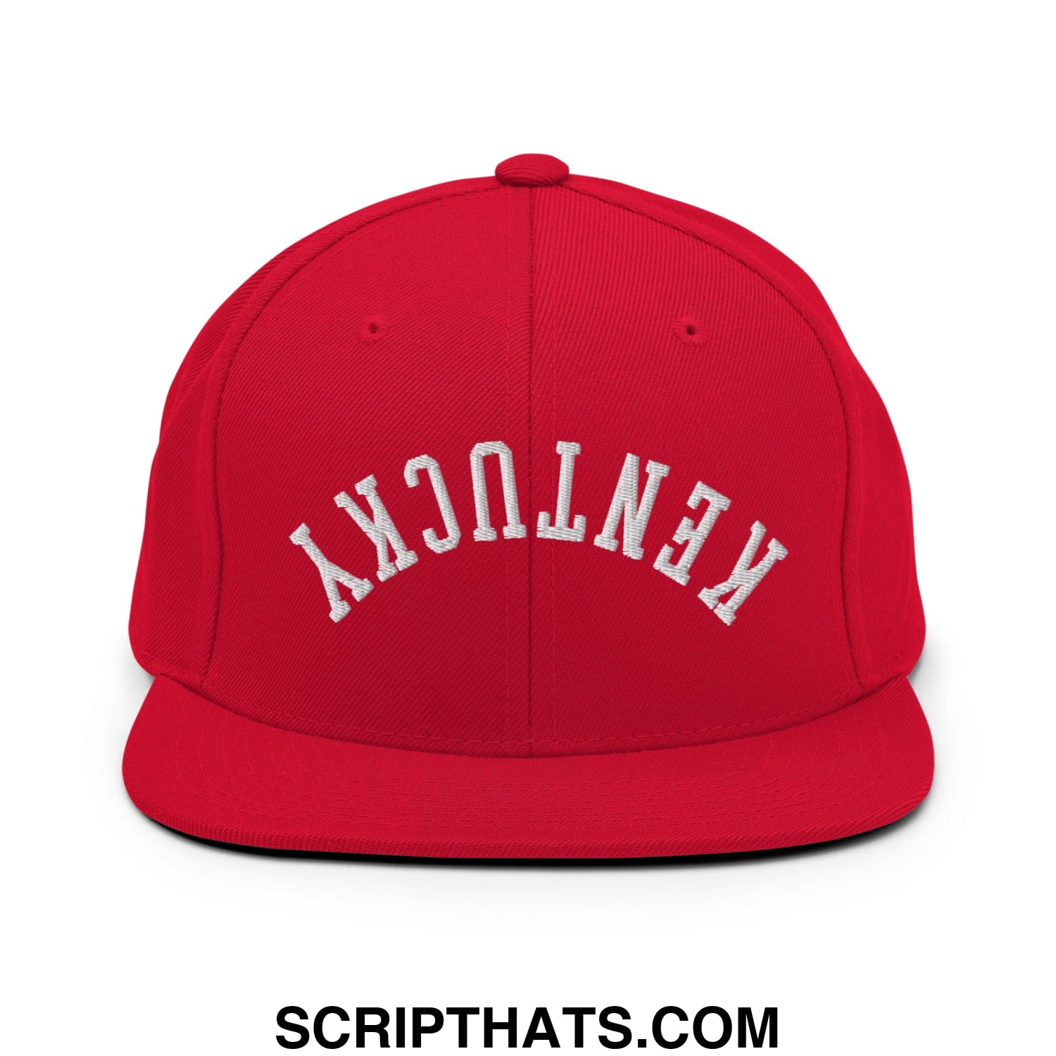 Upside Down Kentucky Embroidered Flat Bill Brim Snapback Hat Red