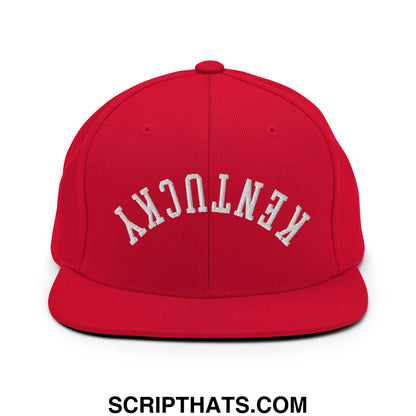 Upside Down Kentucky Embroidered Flat Bill Brim Snapback Hat Red