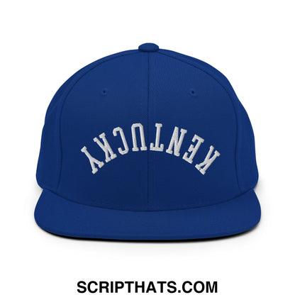 Upside Down Kentucky Embroidered Flat Bill Brim Snapback Hat Royal Blue