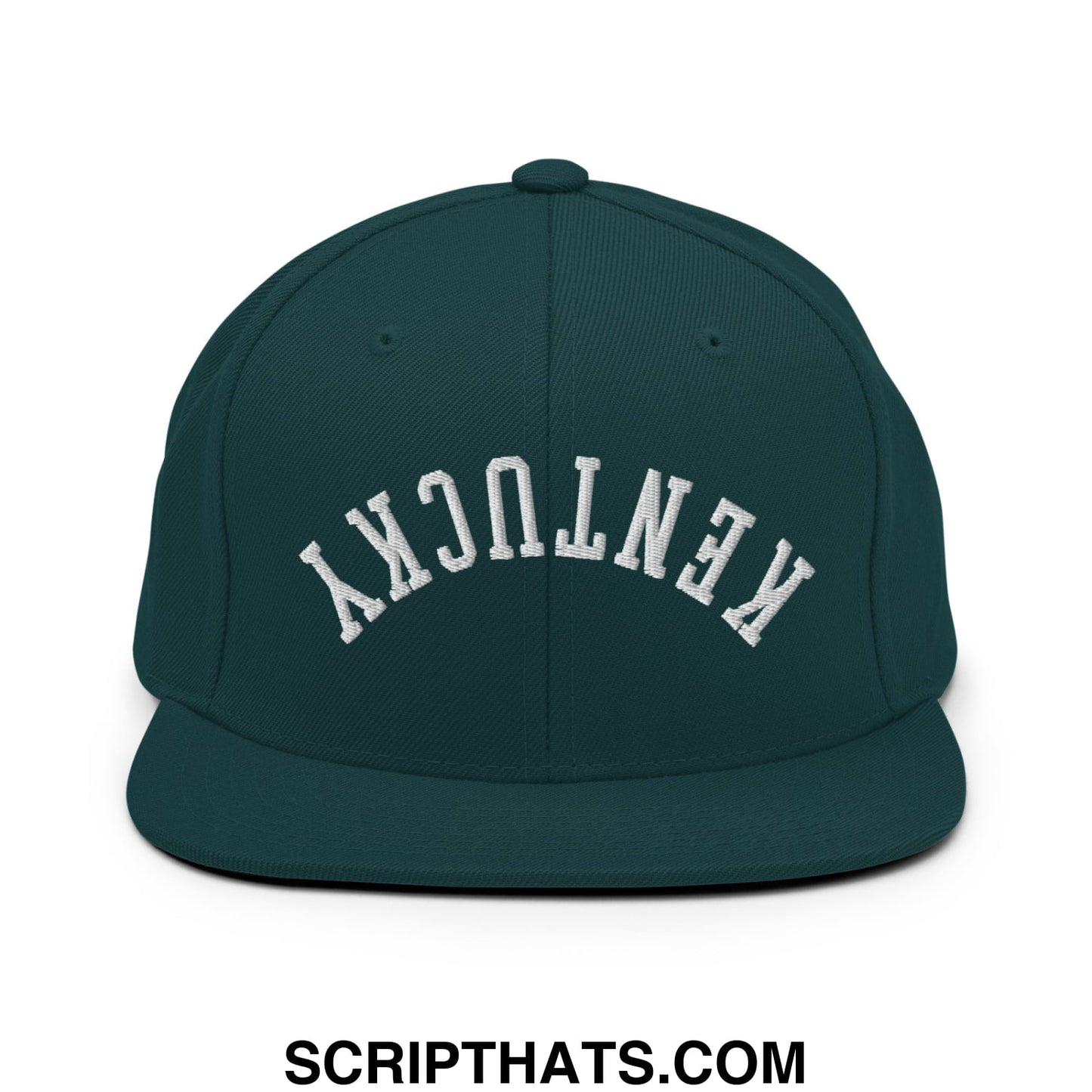 Upside Down Kentucky Embroidered Flat Bill Brim Snapback Hat Spruce