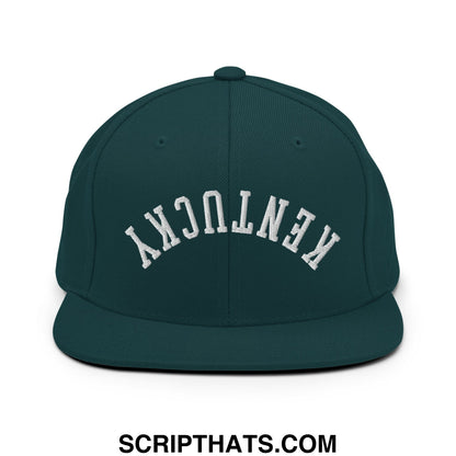Upside Down Kentucky Embroidered Flat Bill Brim Snapback Hat Spruce