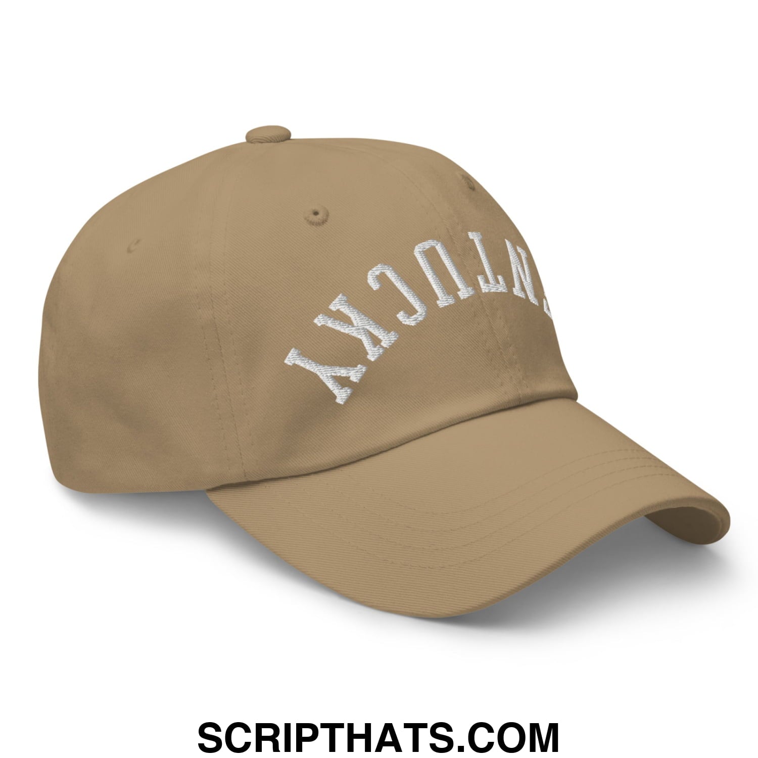 Upside Down Kentucky Embroidered Unstructured Dad Hat Khaki