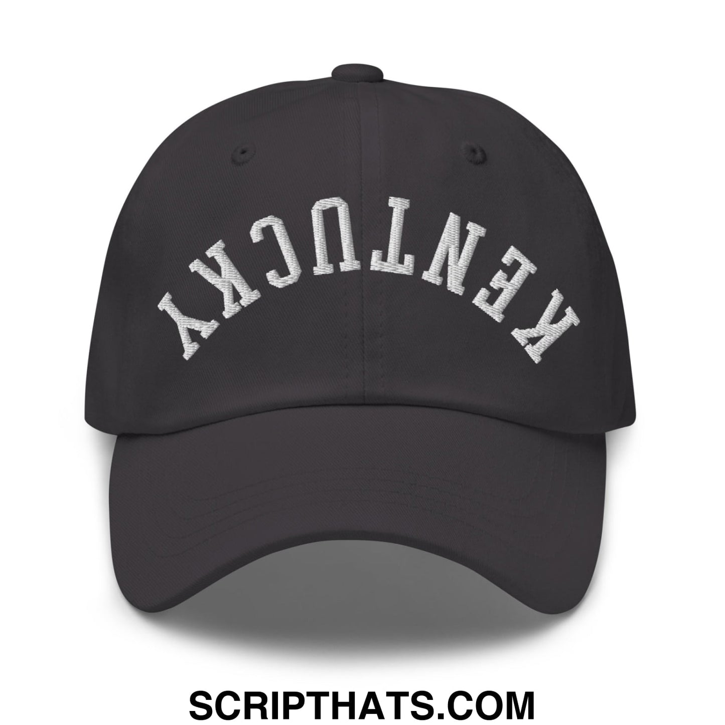 Upside Down Kentucky Embroidered Unstructured Dad Hat Dark Grey