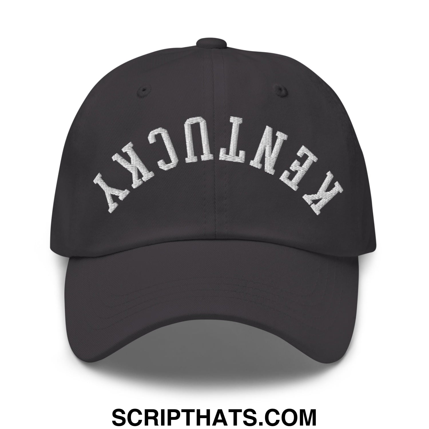 Upside Down Kentucky Embroidered Unstructured Dad Hat Dark Grey