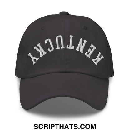 Upside Down Kentucky Embroidered Unstructured Dad Hat Dark Grey