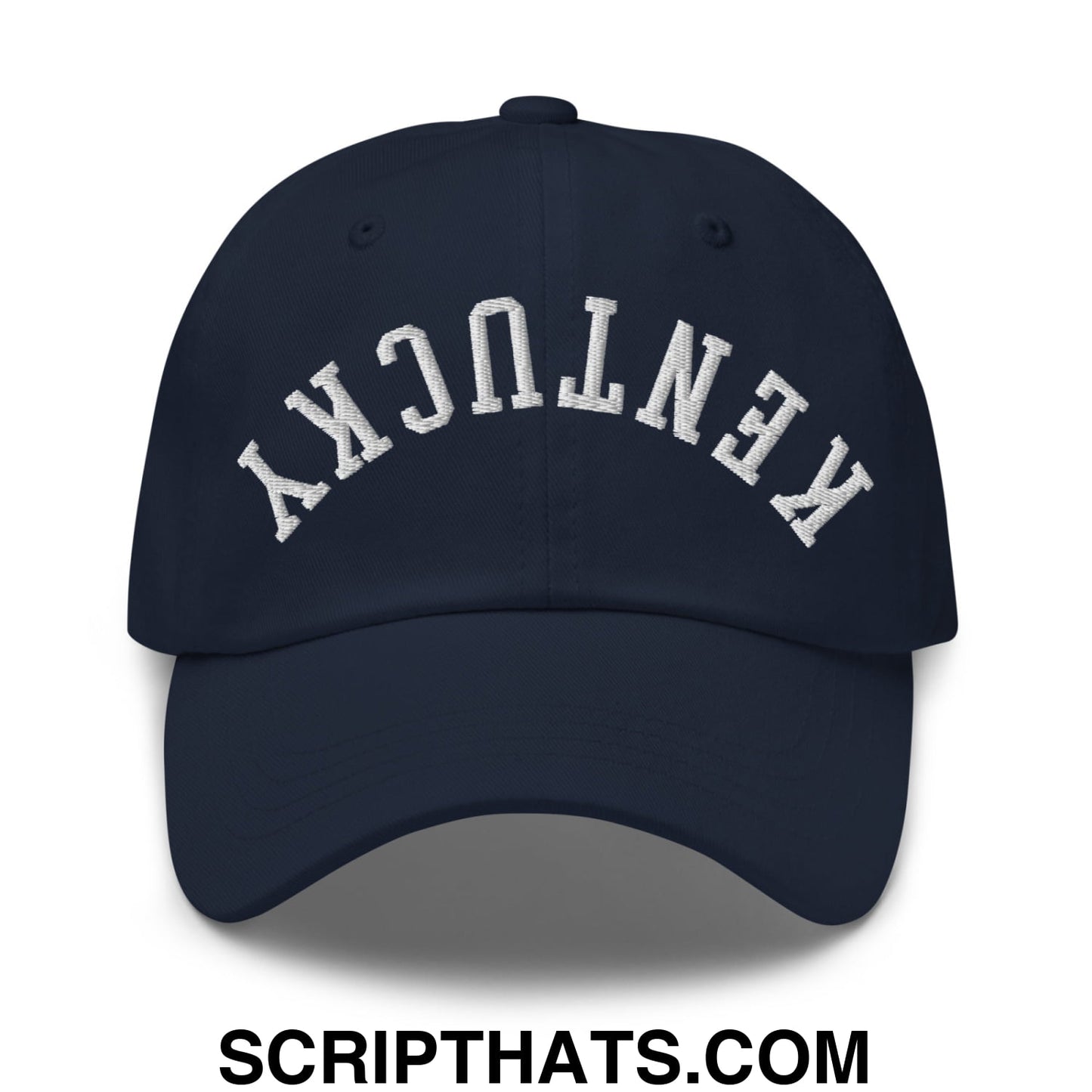 Upside Down Kentucky Embroidered Unstructured Dad Hat Navy