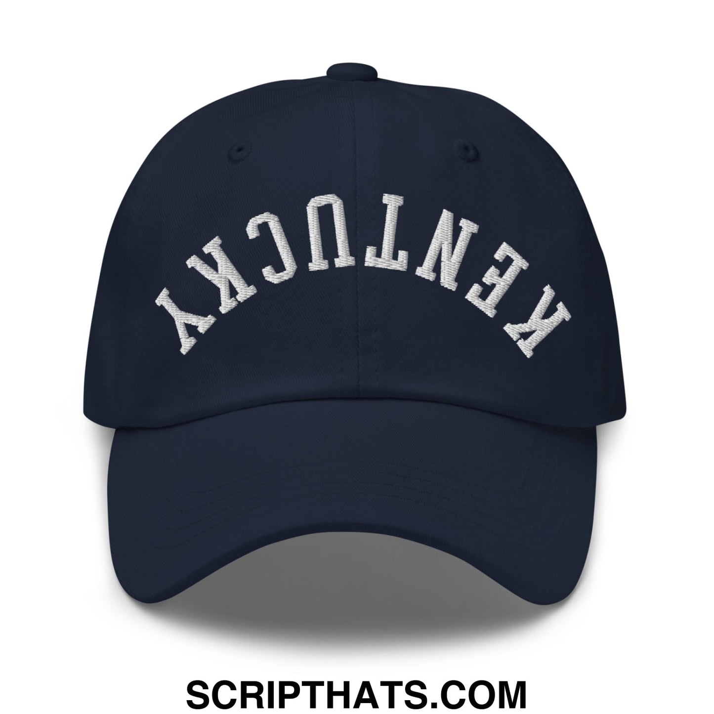 Upside Down Kentucky Embroidered Unstructured Dad Hat Navy