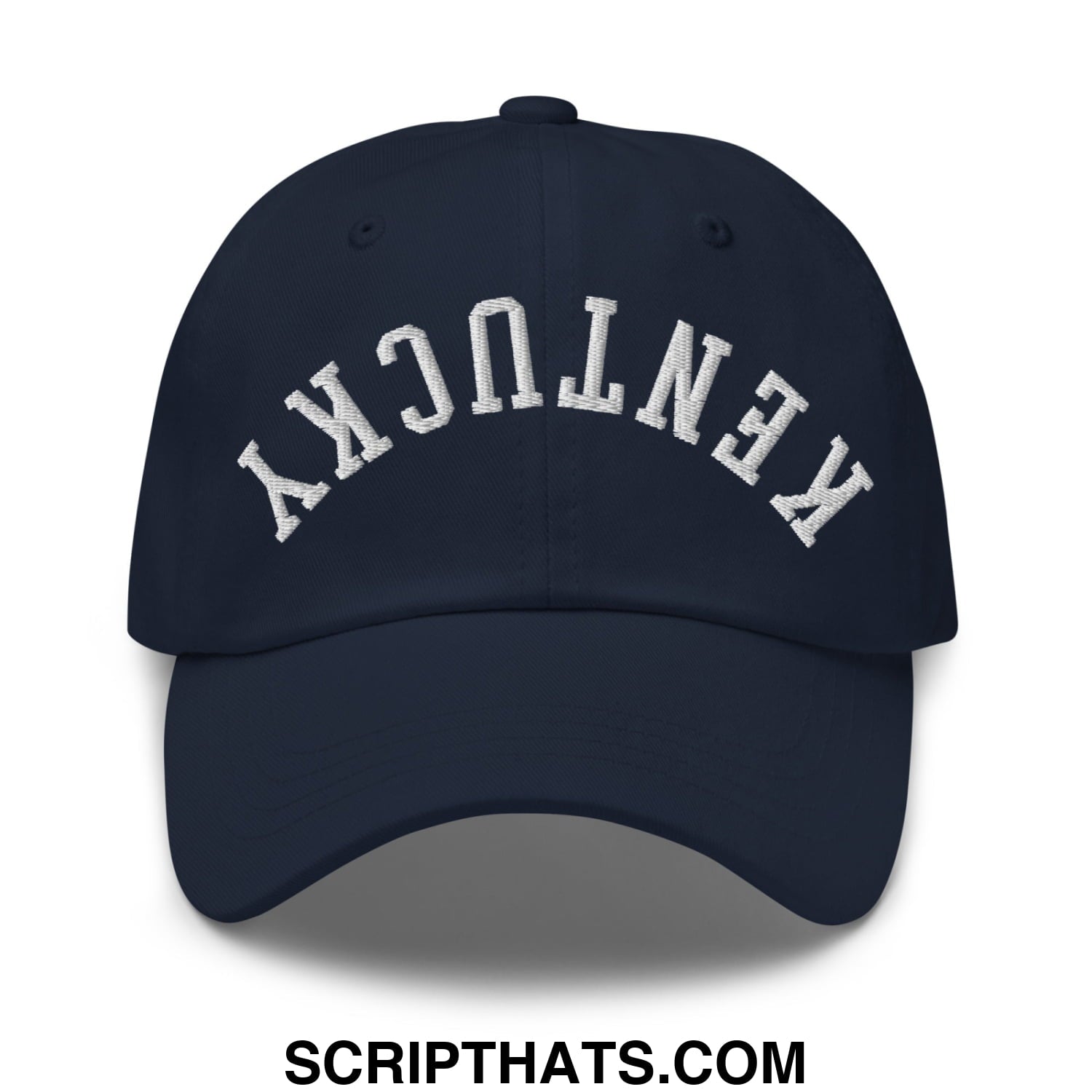 Upside Down Kentucky Embroidered Unstructured Dad Hat Navy