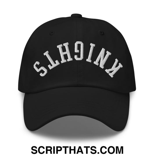 Upside Down Knights Embroidered Unstructured Dad Hat Black