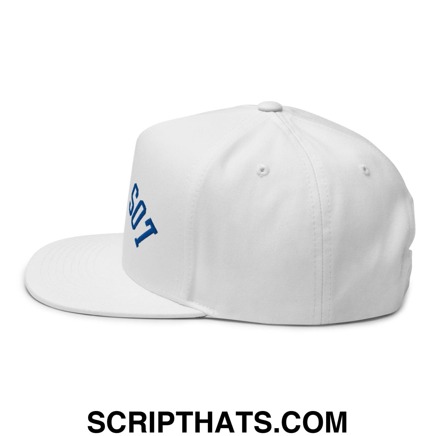 Upside Down LA Los Angeles Baseball Embroidered Flat Bill Brim 5 Panel Snapback Hat White