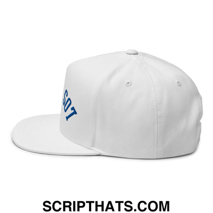 Upside Down LA Los Angeles Baseball Embroidered Flat Bill Brim 5 Panel Snapback Hat White