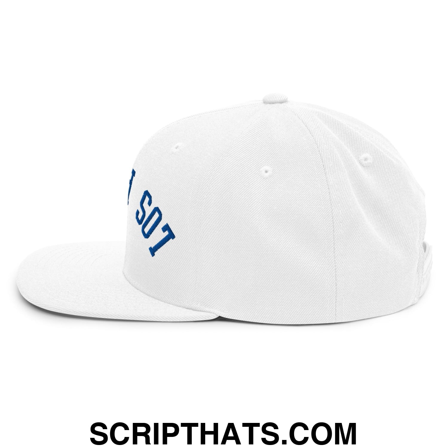 Upside Down LA Los Angeles Baseball Embroidered Flat Bill Brim Snapback Hat White