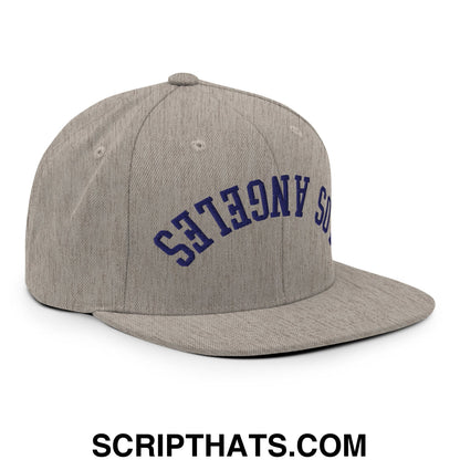 Upside Down LA Los Angeles Baseball Embroidered Flat Bill Brim Snapback Hat Heather Grey
