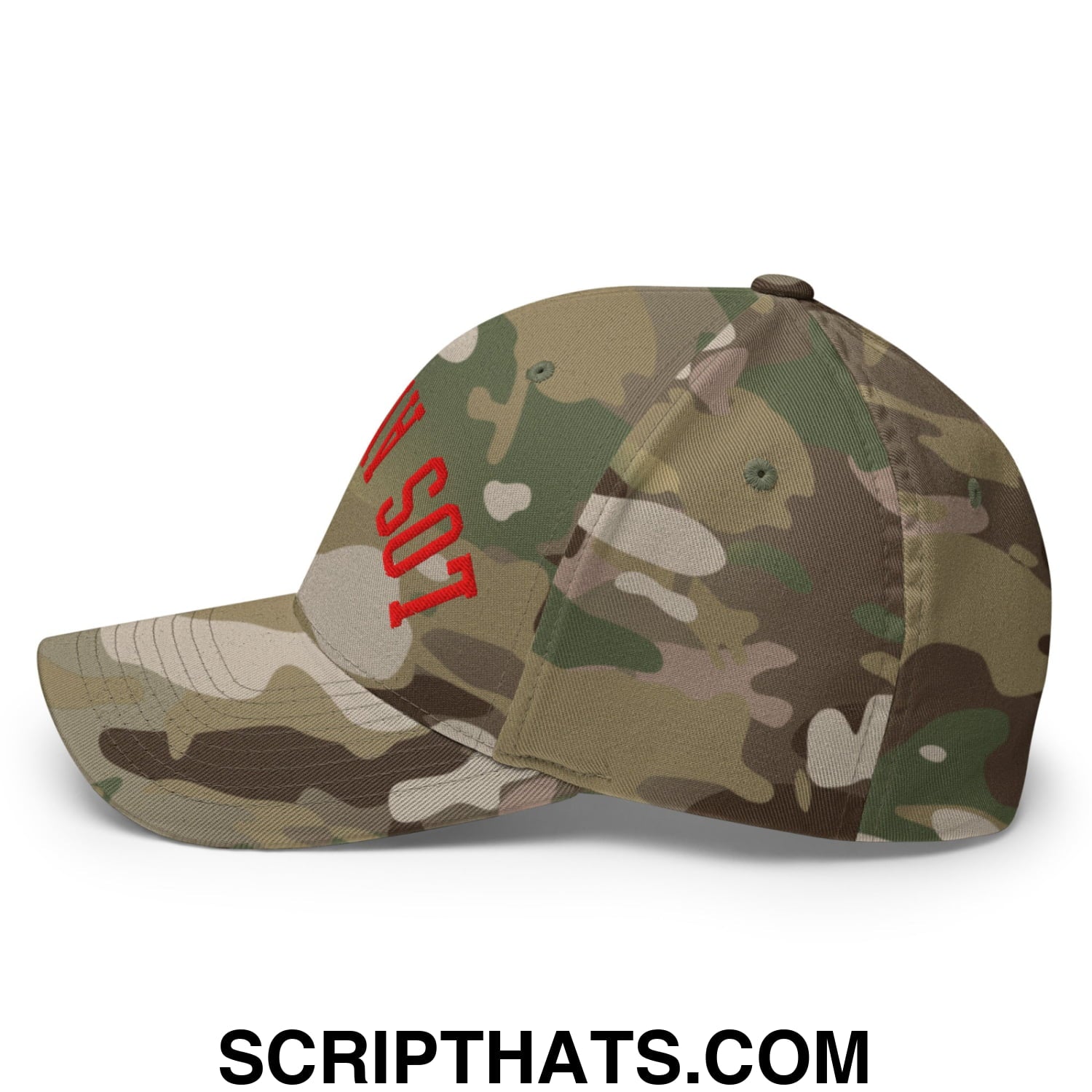 Upside Down LA Los Angeles Baseball Embroidered Stretch Fit Hat Multicam Green