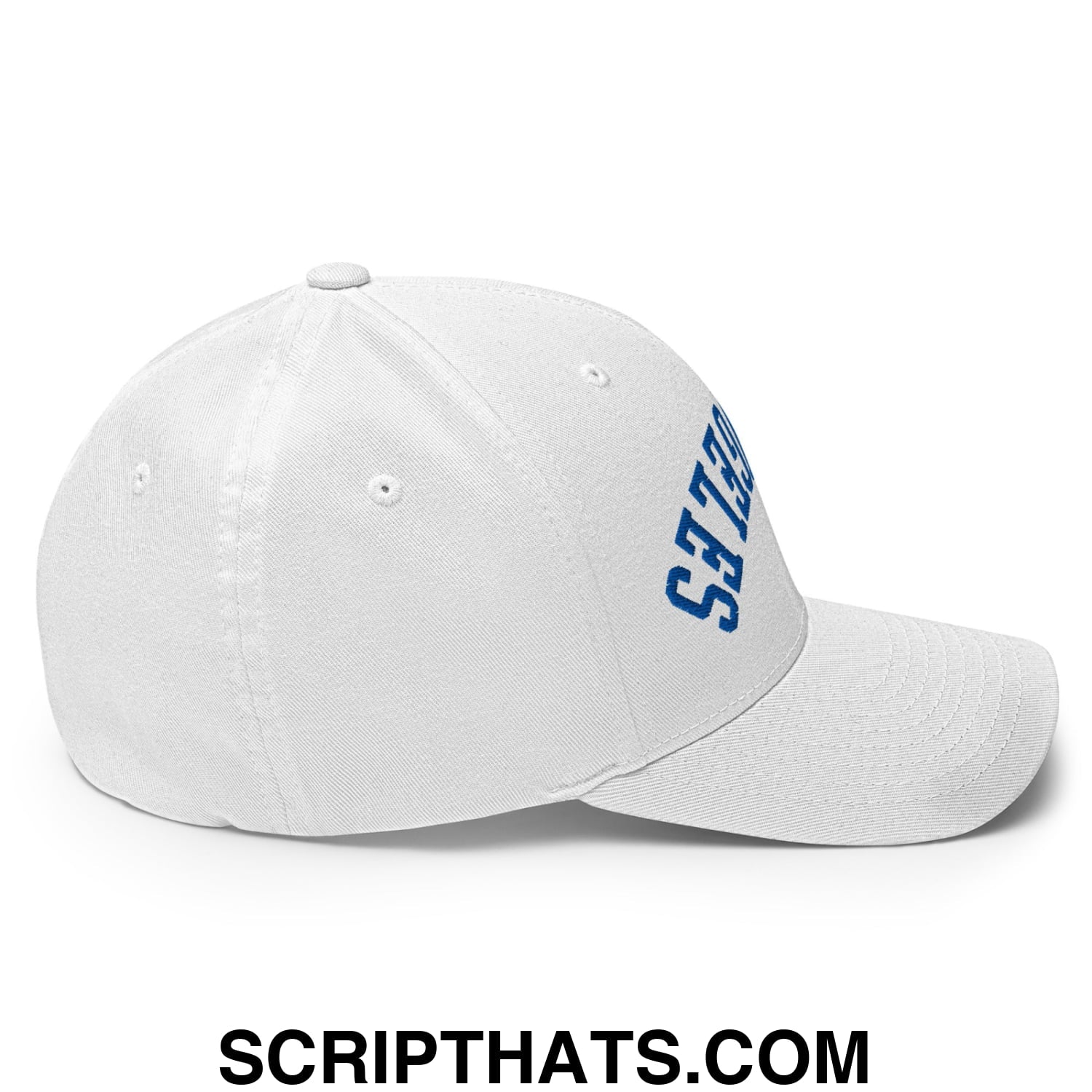 Upside Down LA Los Angeles Baseball Embroidered Stretch Fit Hat White