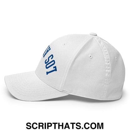 Upside Down LA Los Angeles Baseball Embroidered Stretch Fit Hat White