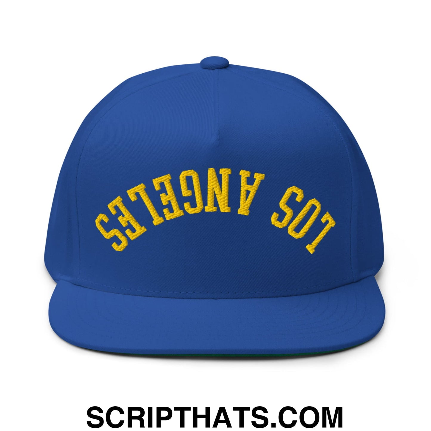 Upside Down LA Los Angeles Football Embroidered Flat Bill Brim 5 Panel Snapback Hat Default Title