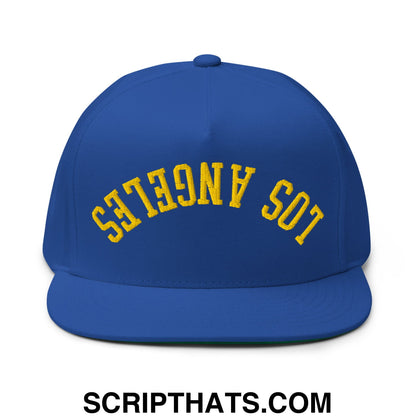 Upside Down LA Los Angeles Football Embroidered Flat Bill Brim 5 Panel Snapback Hat Default Title