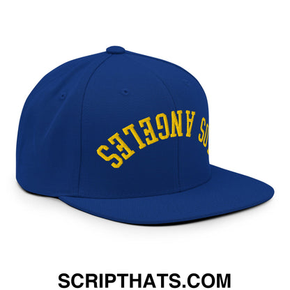 Upside Down LA Los Angeles Football Embroidered Flat Bill Brim Snapback Hat Default Title