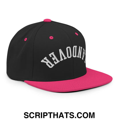 Upside Down Landover Embroidered Flat Bill Brim Snapback Hat Black Neon Pink