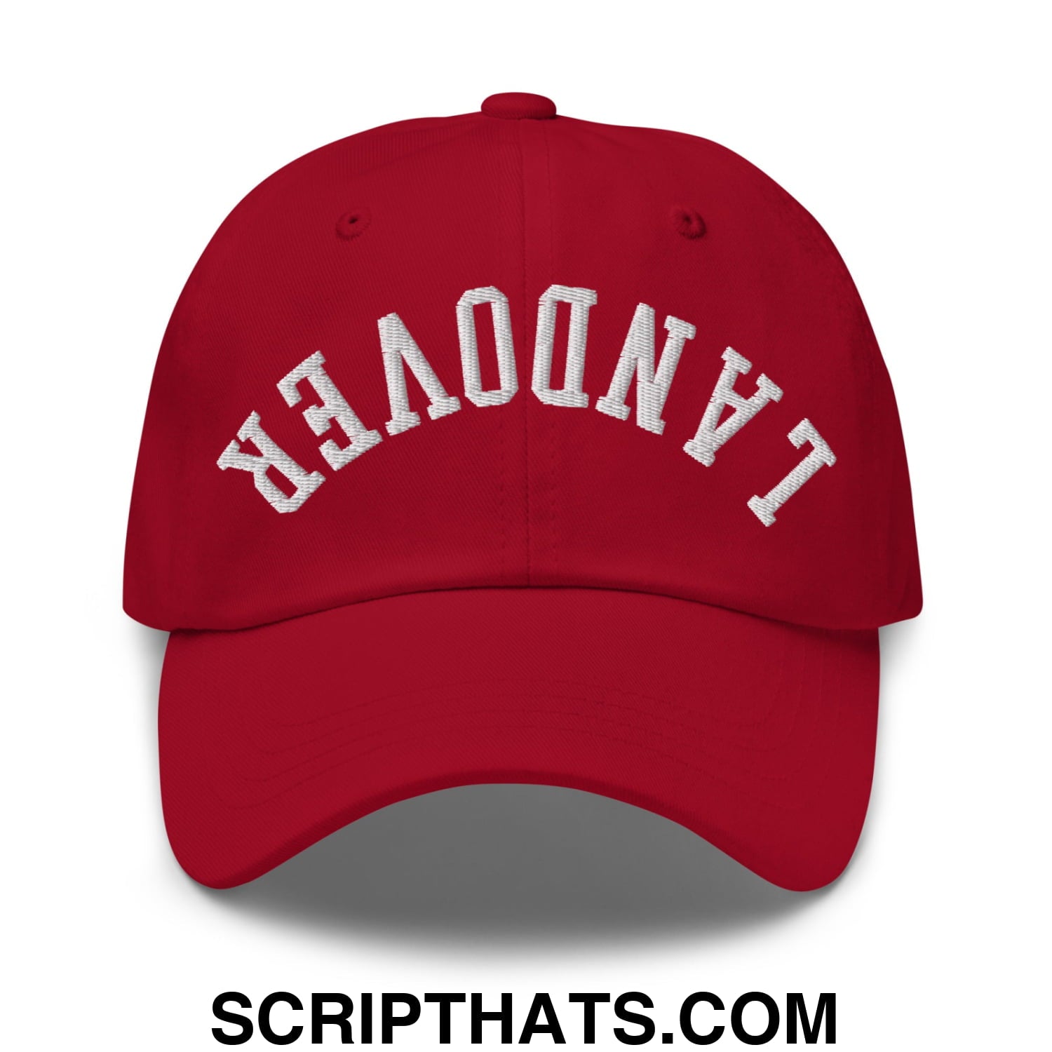 Upside Down Landover Embroidered Unstructured Dad Hat Cranberry