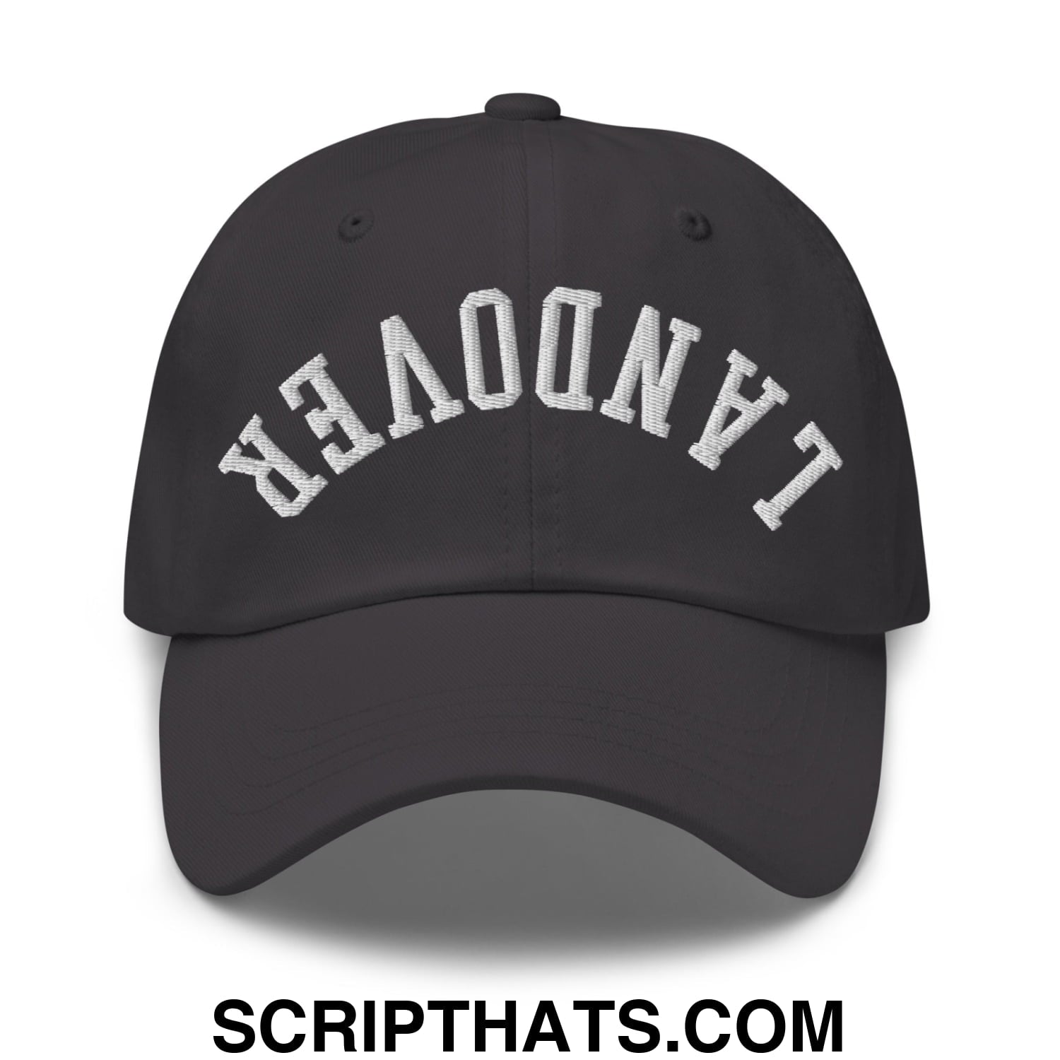 Upside Down Landover Embroidered Unstructured Dad Hat Dark Grey