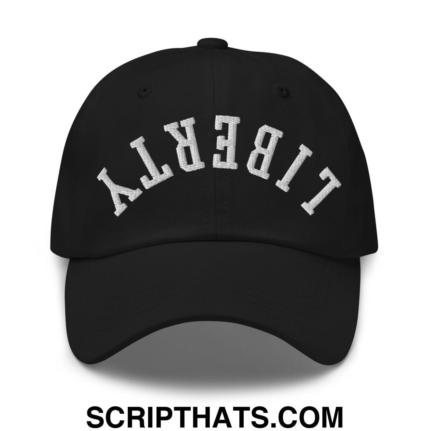 Upside Down Liberty Embroidered Unstructured Dad Hat Black