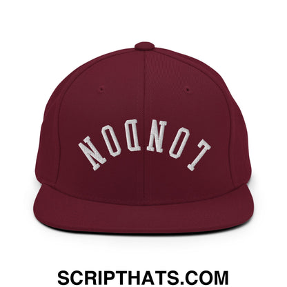 Upside Down London Embroidered Flat Bill Brim Snapback Hat Maroon